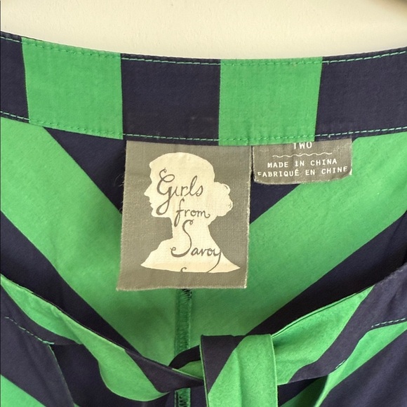 Girls From Savoy Green and Black Striped Dress - Picture 2 of 7